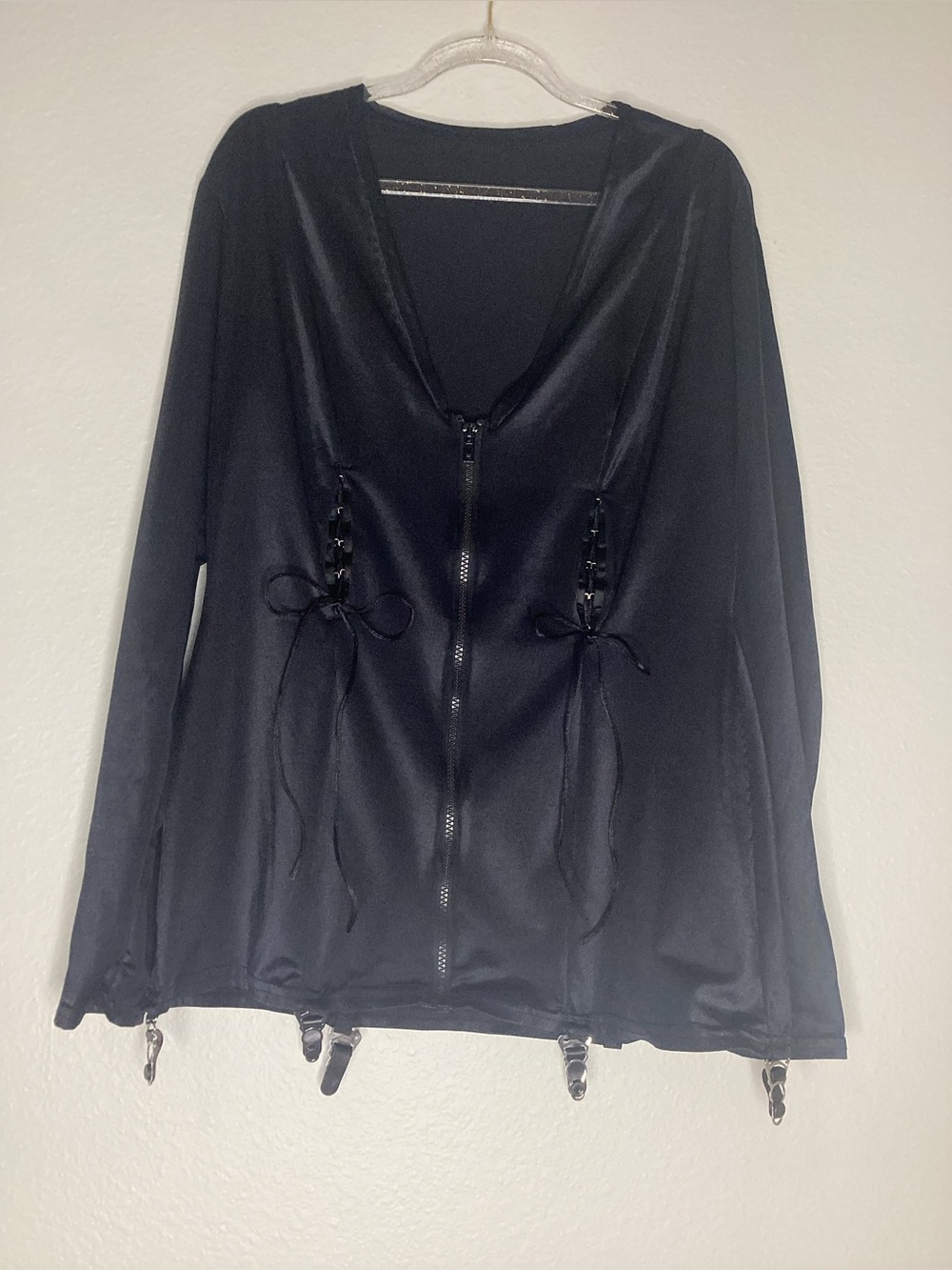 Catherine Coatney Black Corset Top W/Garters Goth XL
